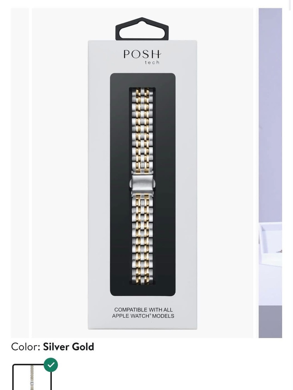 POSH Tech Two-Tone Silver and Gold Metal Link Watch Band